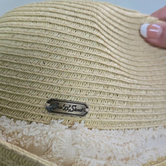 Sun N Sand Straw Fedora Hat Neutral Beach Sun One Size - Picture 2 of 3